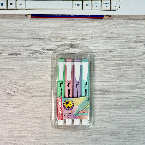 Subrayadores STABILO swing cool Pastel – Estuche 4 Colores