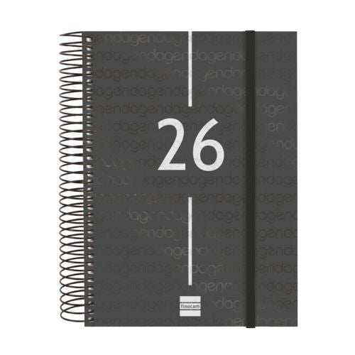 Agenda anual diaria 2026 e10 15.5x21,2cm NEGRO